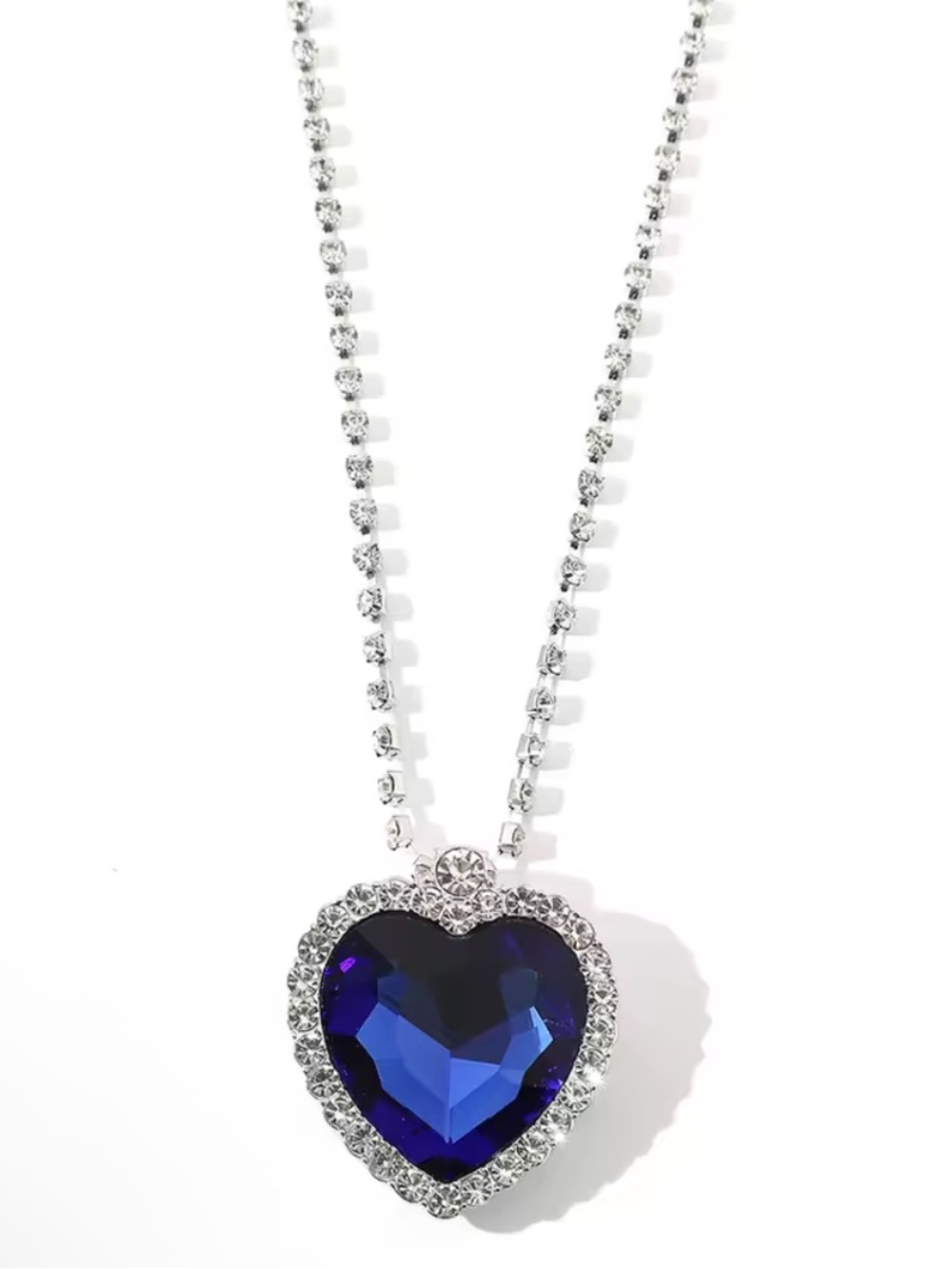 Anthropologie Silver Necklace with Royal Blue Heart Pendant - Picture 6 of 6